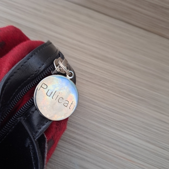 Carlo Pulicati cowhide leather handbag shoulder bag red & black Made in … - Picture 7 of 14